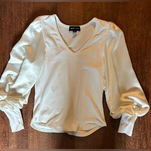 Fifteen Twenty Contrast Blouson Sleeve Top - White - Large